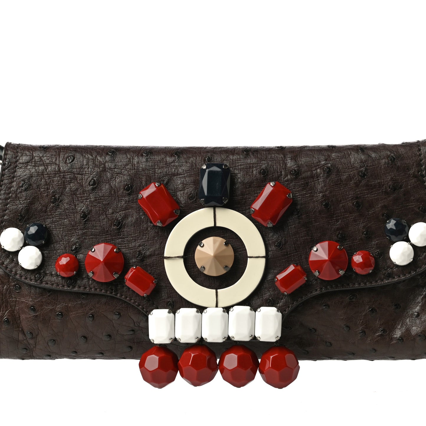 Ostrich Beaded Bag Brown