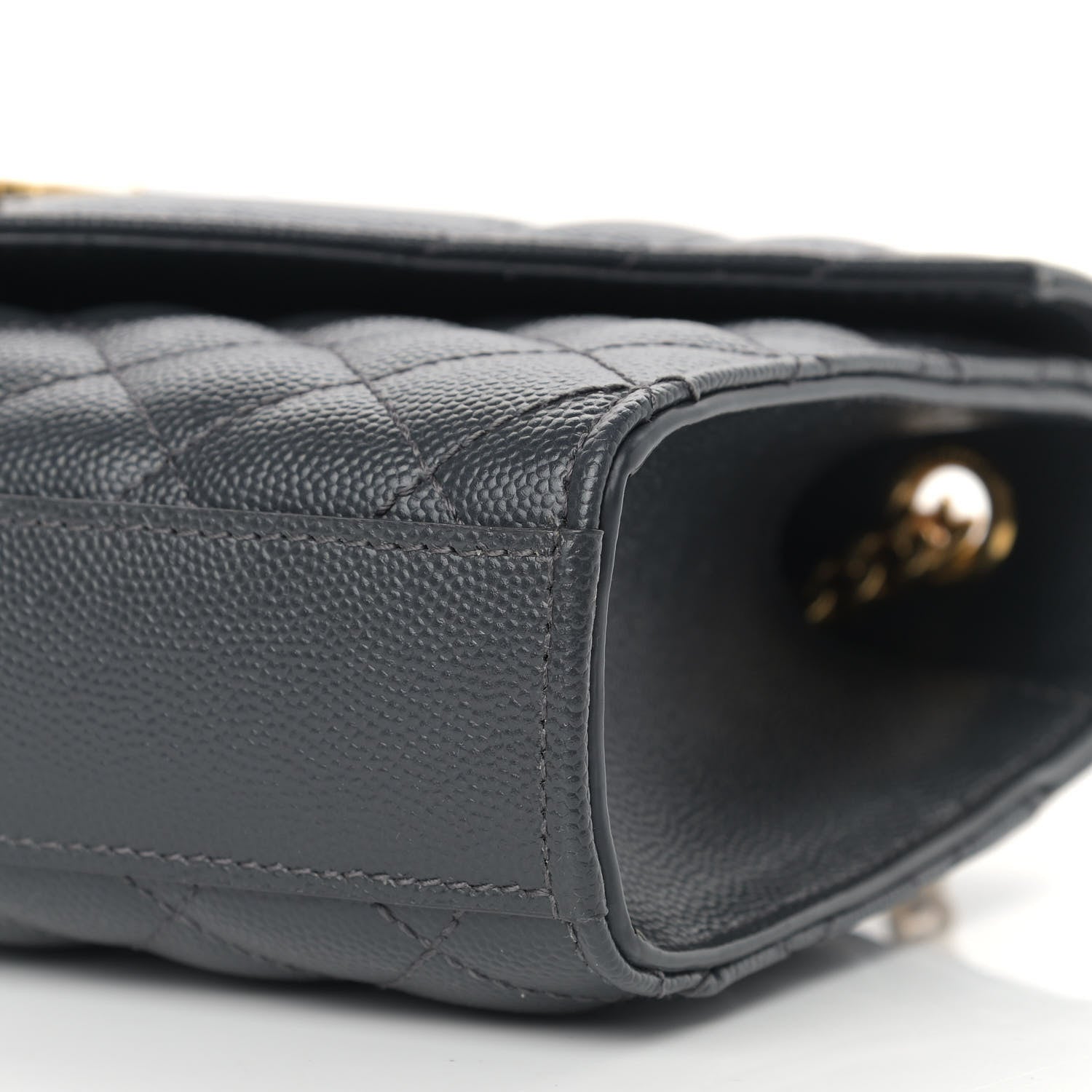 Saint Laurent Grain De Poudre Textured Mixed Matelasse Triquilt Small Monogram Satchel Dark Smoke 8 of 8