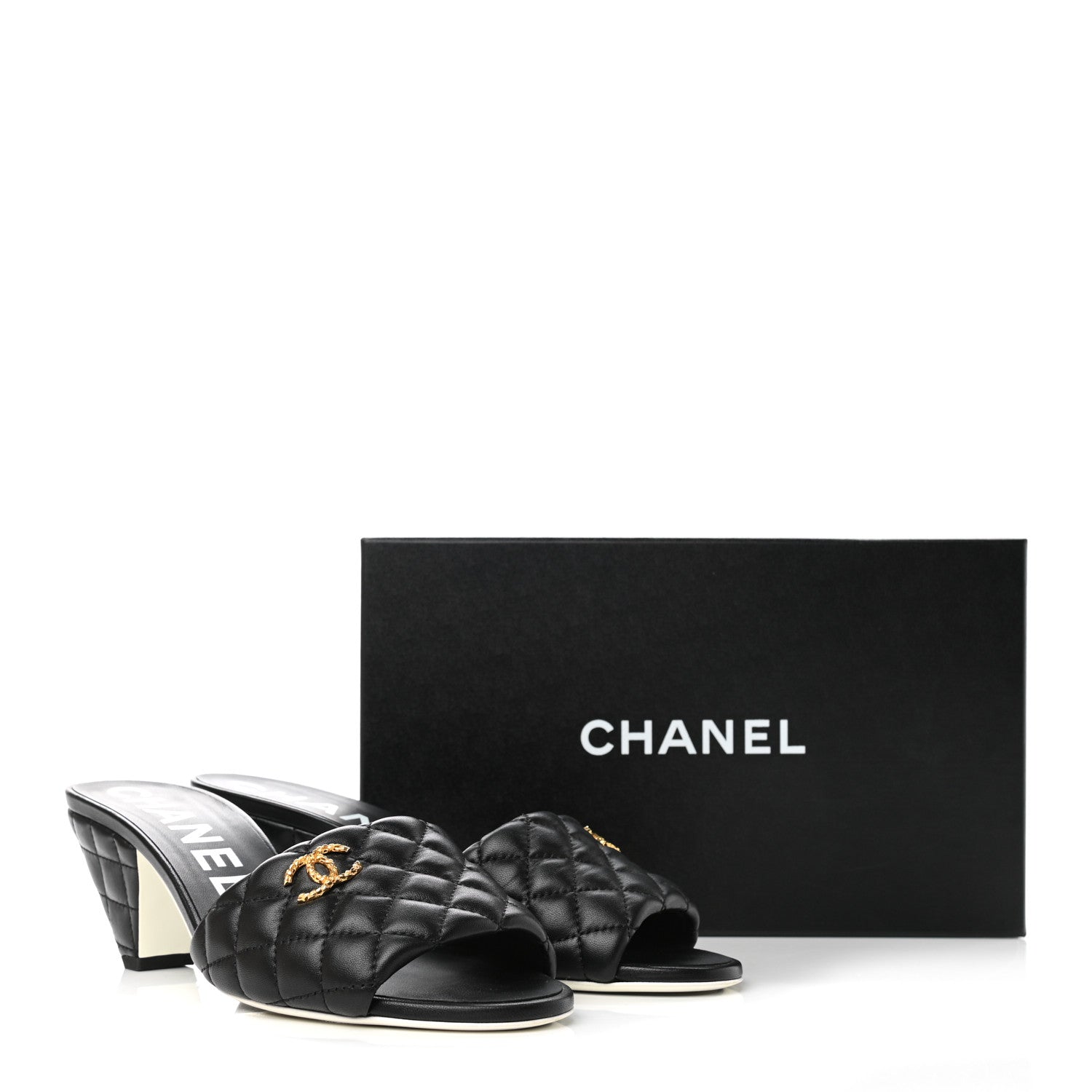 Chanel Lambskin Quilted Textured CC Mules 41 Black 9 of 9