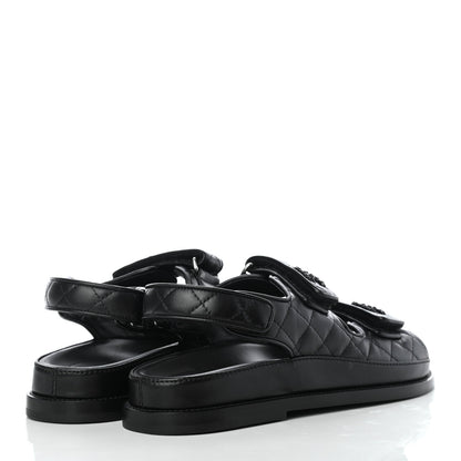 Chanel Lambskin Velcro Dad Sandals 36.5 Black 4 of 10
