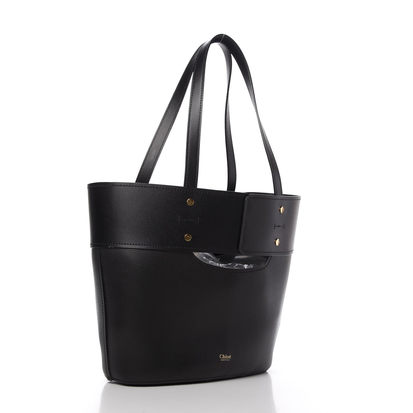 Smooth Grained Calfskin Small Aby Tote Black