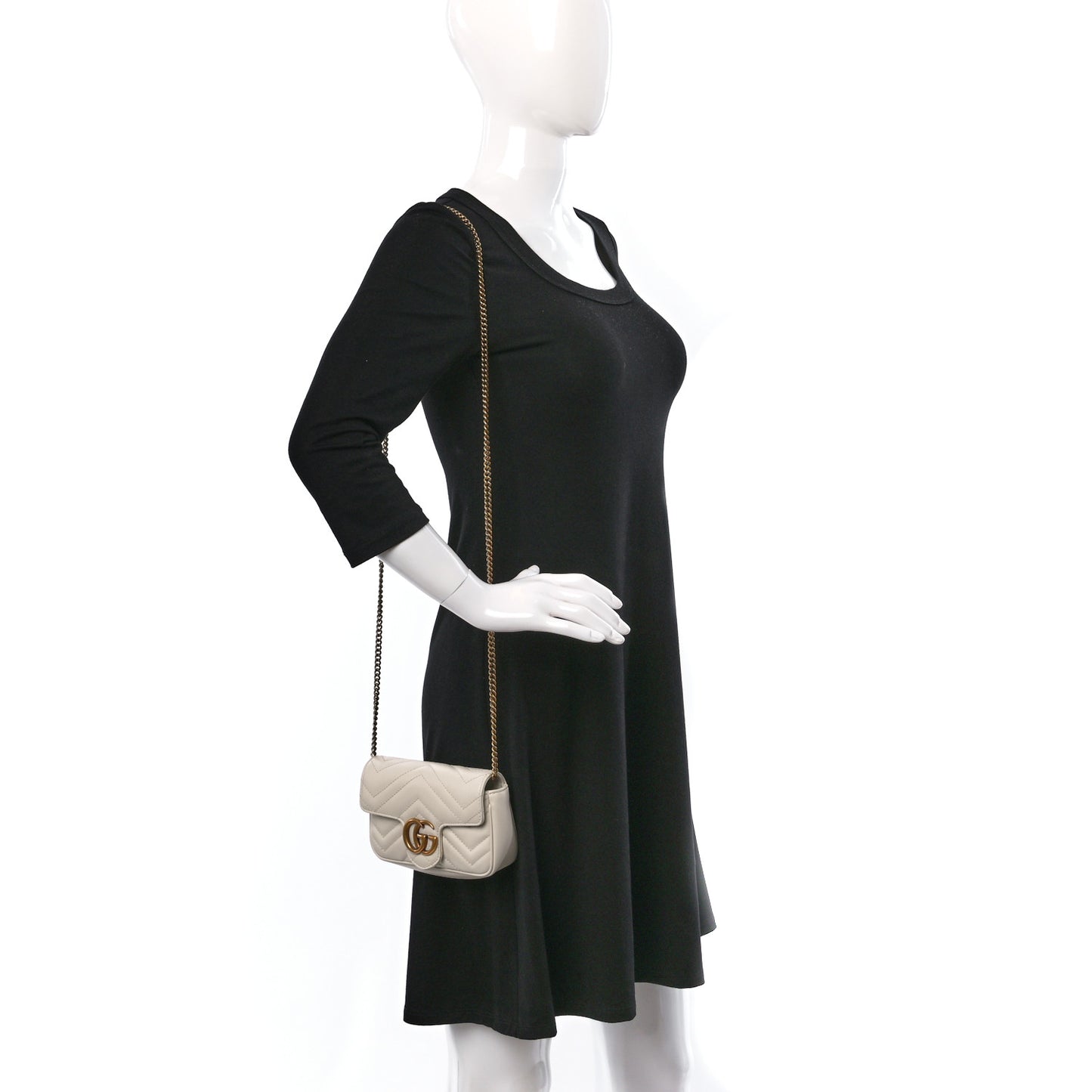 Calfskin Matelasse Super Mini GG Marmont Shoulder Bag White