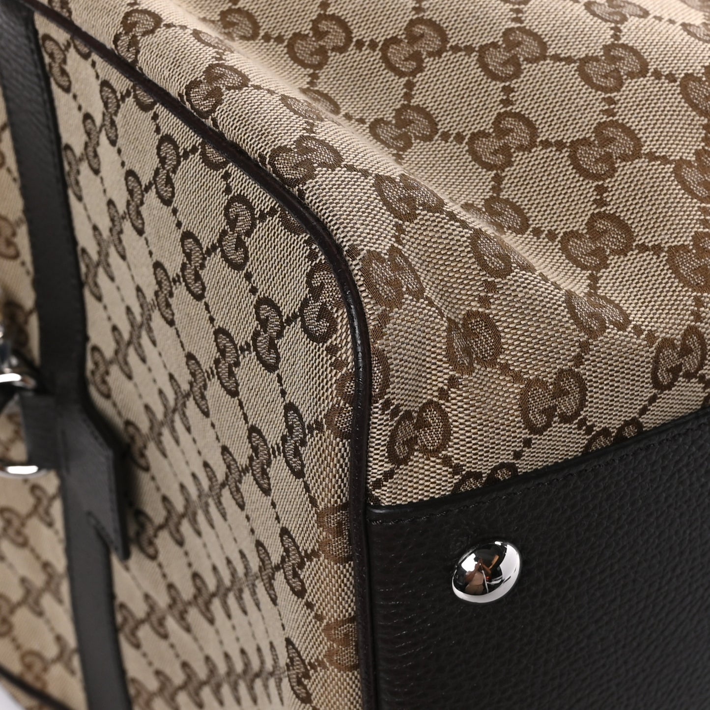 Monogram Dollar Calfskin Large Boston Duffle Bag Beige Ebony Testa di Moro Marrone Scuro