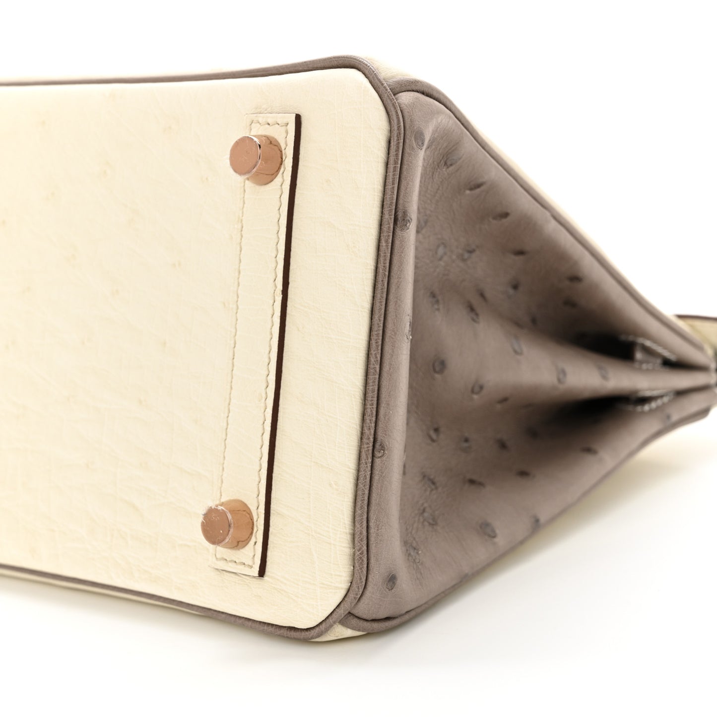 Ostrich Horseshoe Birkin 25 Beton Gris Tourterelle