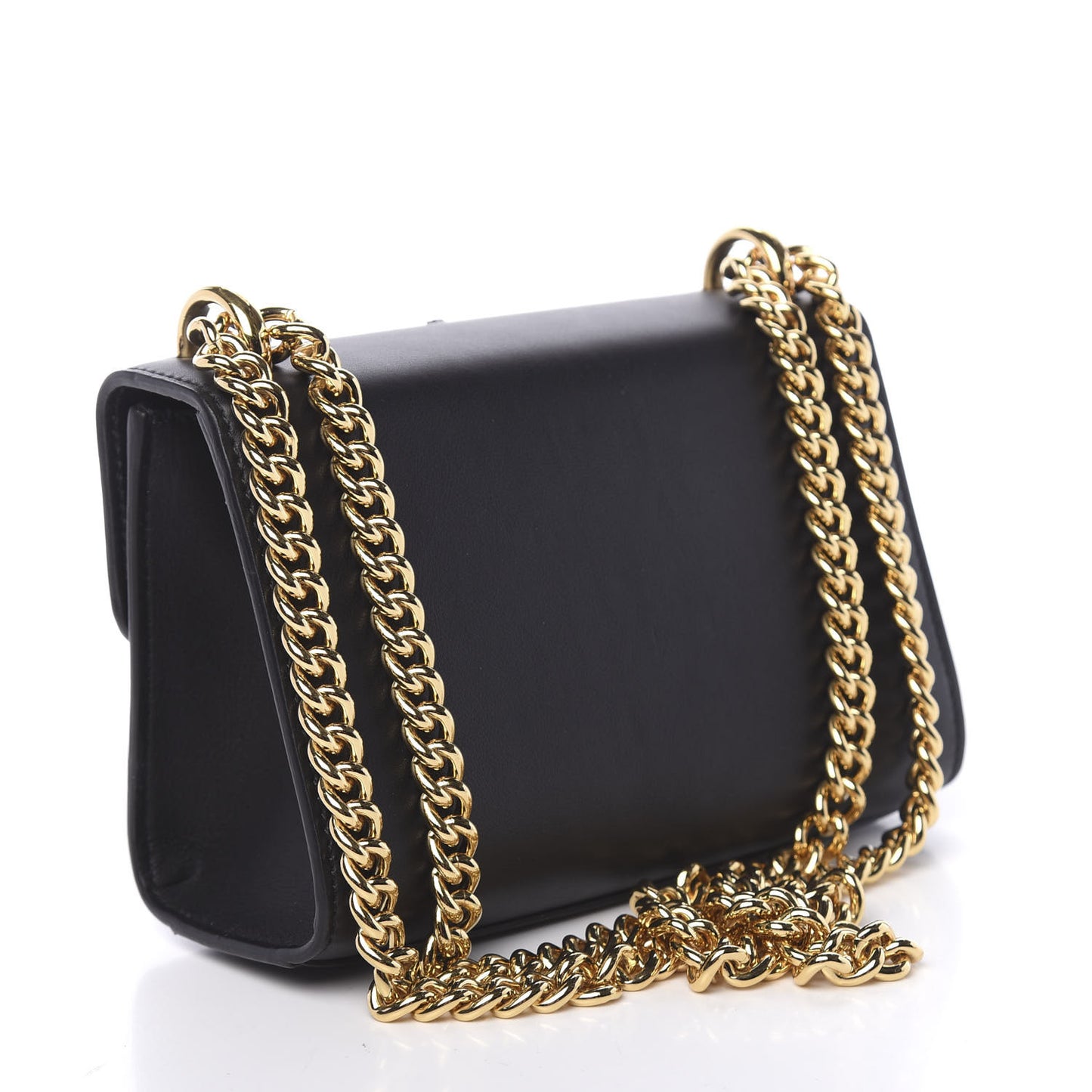 Calfskin Strawberry Embroidered Small Padlock Shoulder Bag Black