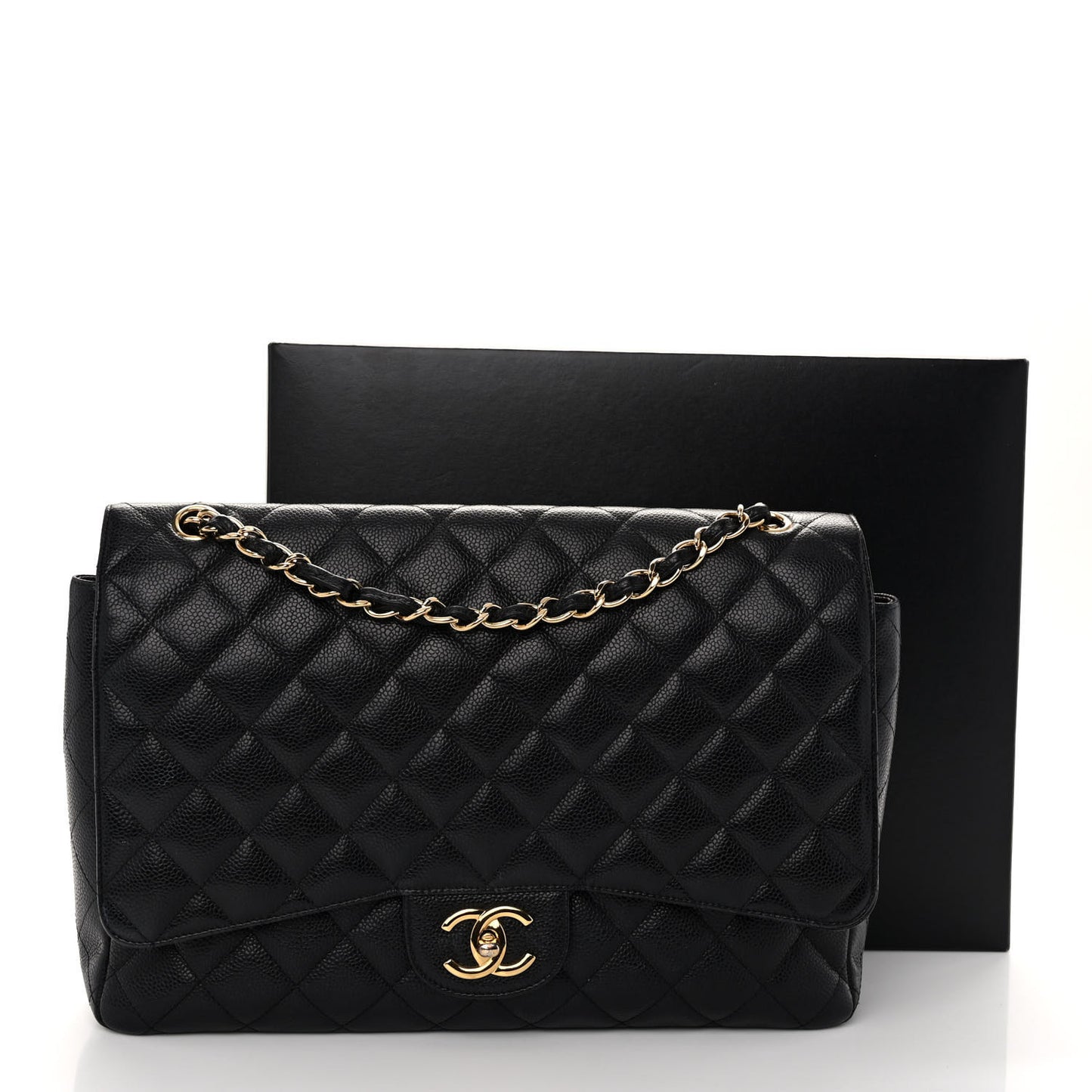 Caviar Quilted Maxi Double Flap Black