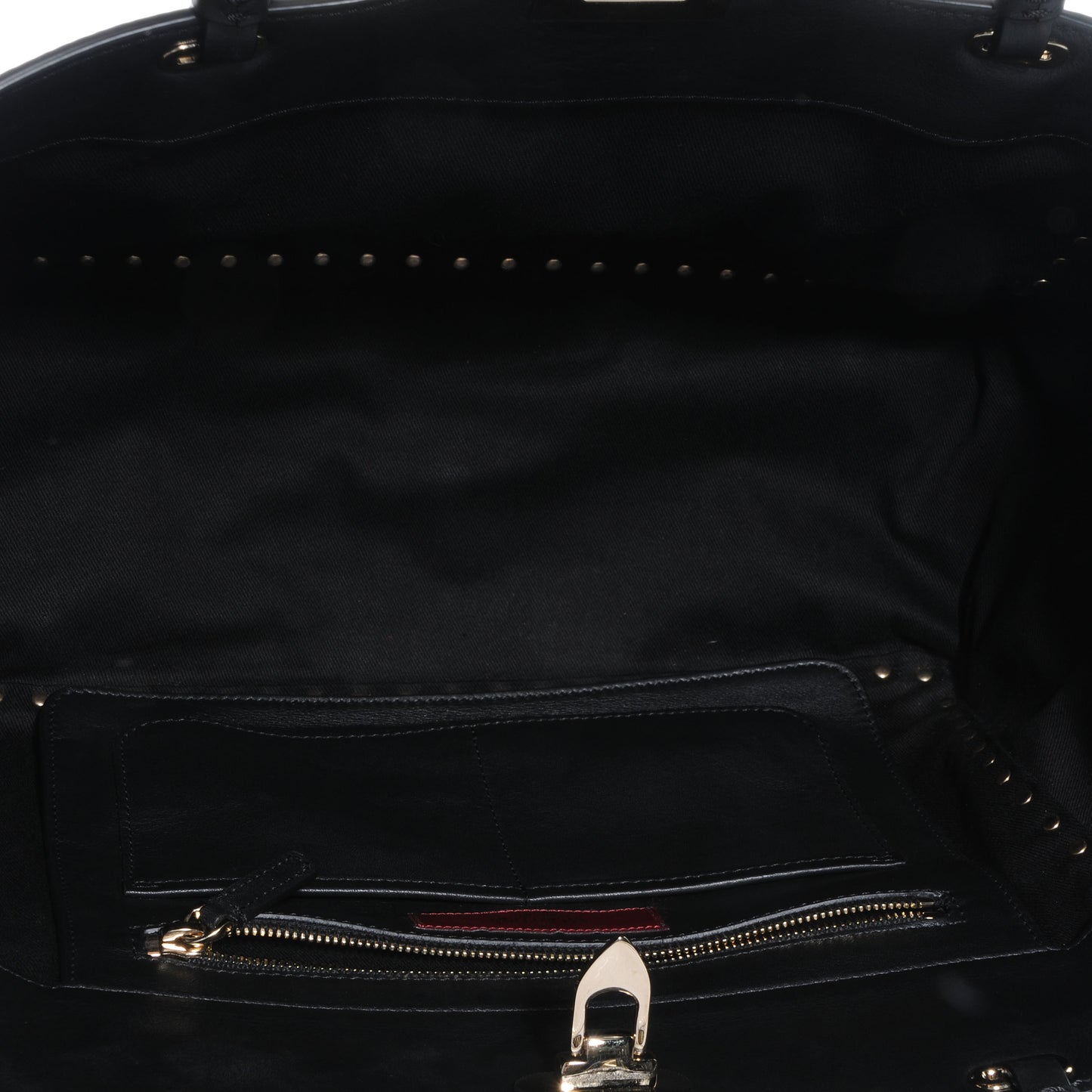 Vitello Medium Rockstud Tote Black