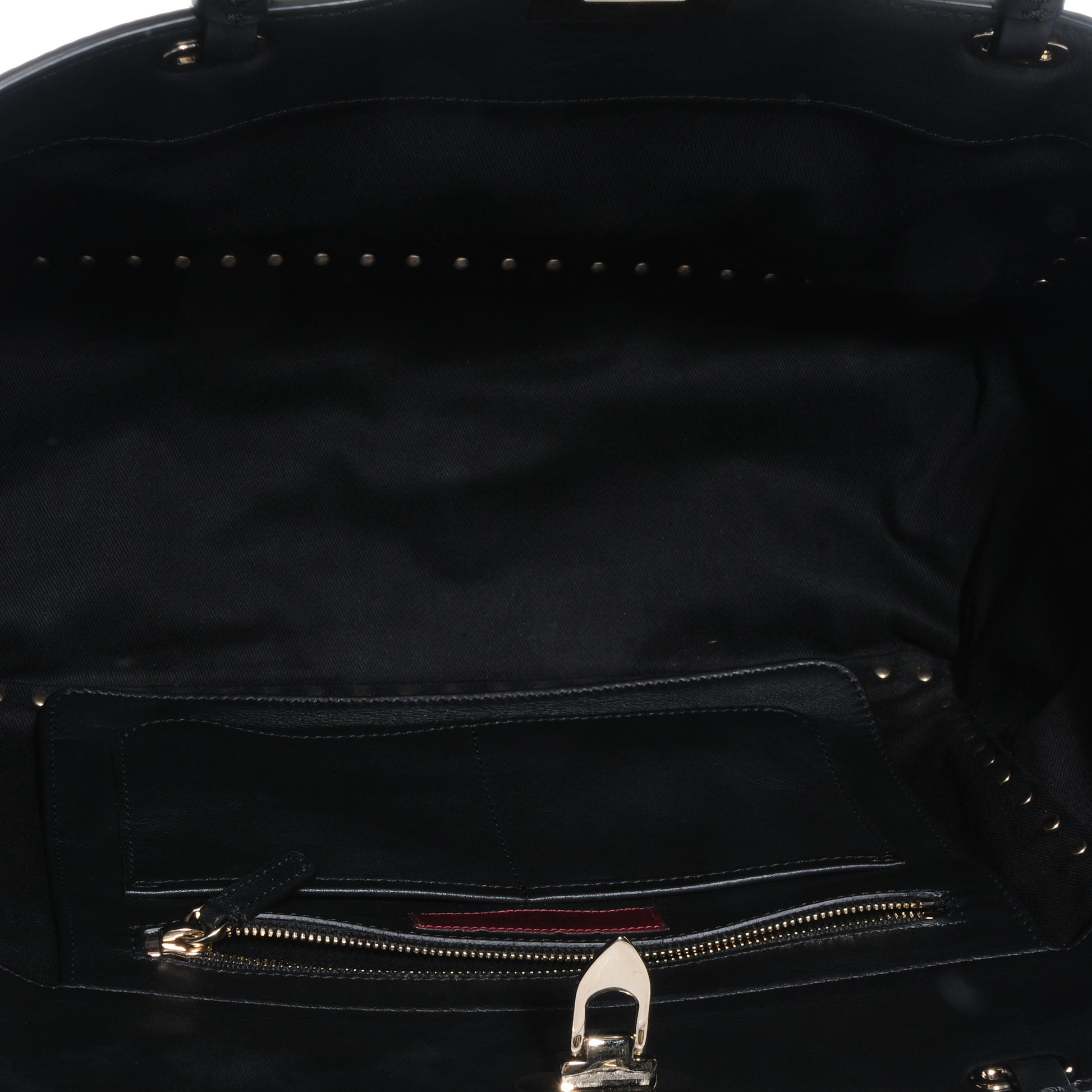 Valentino Garavani Vitello Medium Rockstud Tote Black 6 of 9