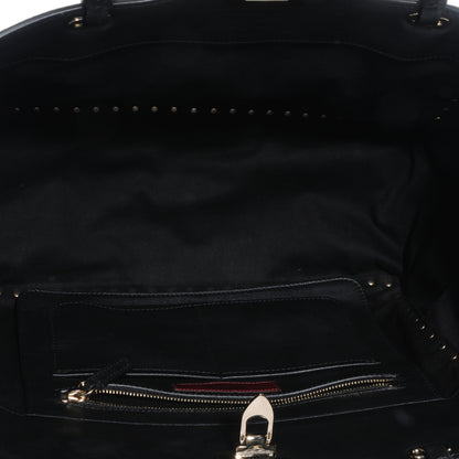 Valentino Garavani Vitello Medium Rockstud Tote Black 6 of 9
