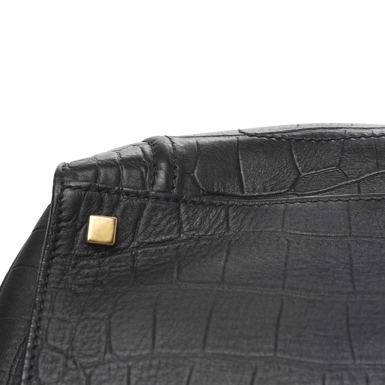Celine Crocodile Embossed Calfskin Medium Phantom Luggage Black 9 of 14