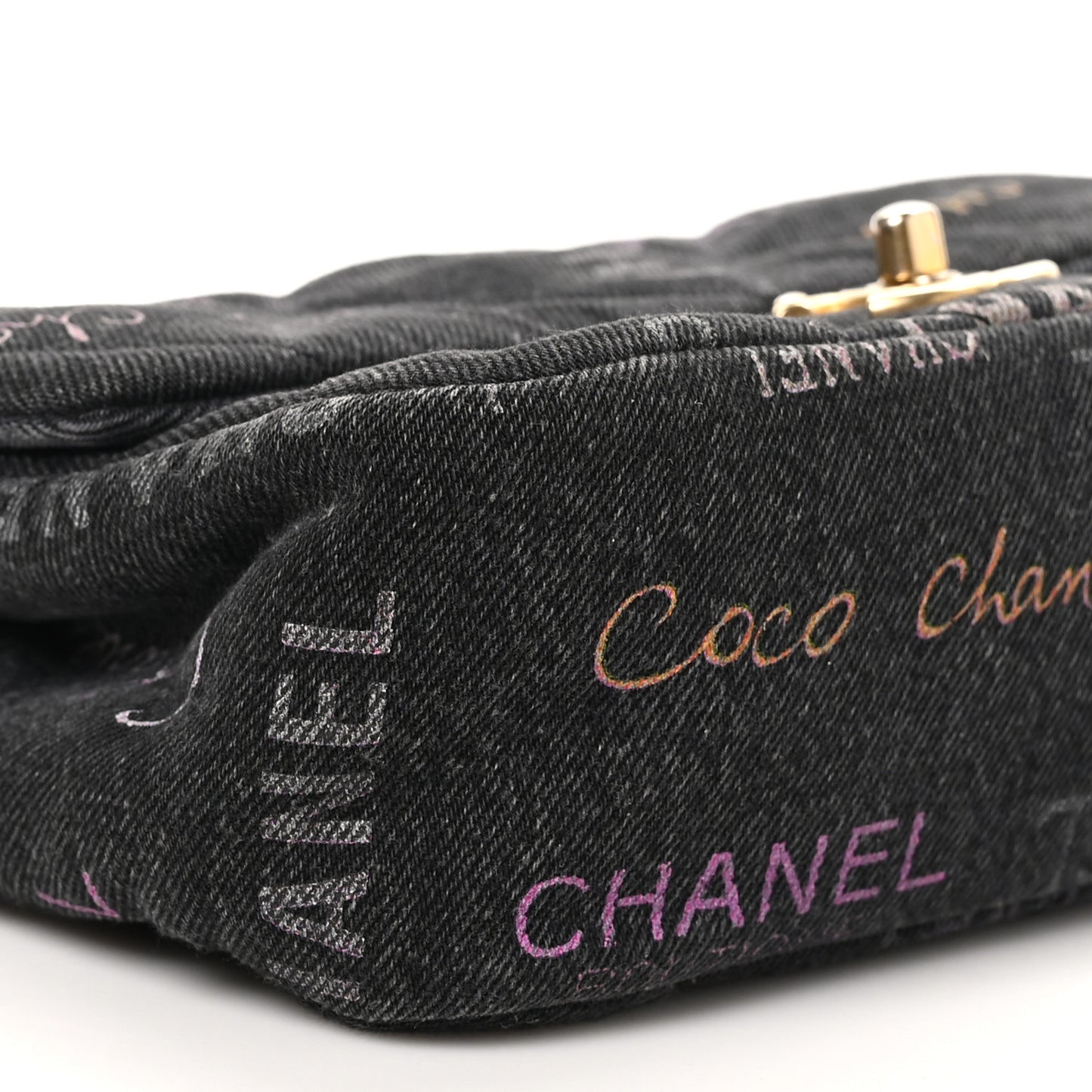 Denim Quilted Denim Mood Mini Rectangular Flap Black Multicolor
