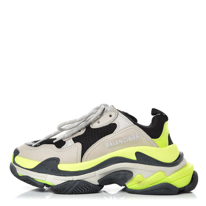 Balenciaga Fabric Mesh Womens Triple S Sneakers 36 Grey Black Jaune Fluo 1 of 8