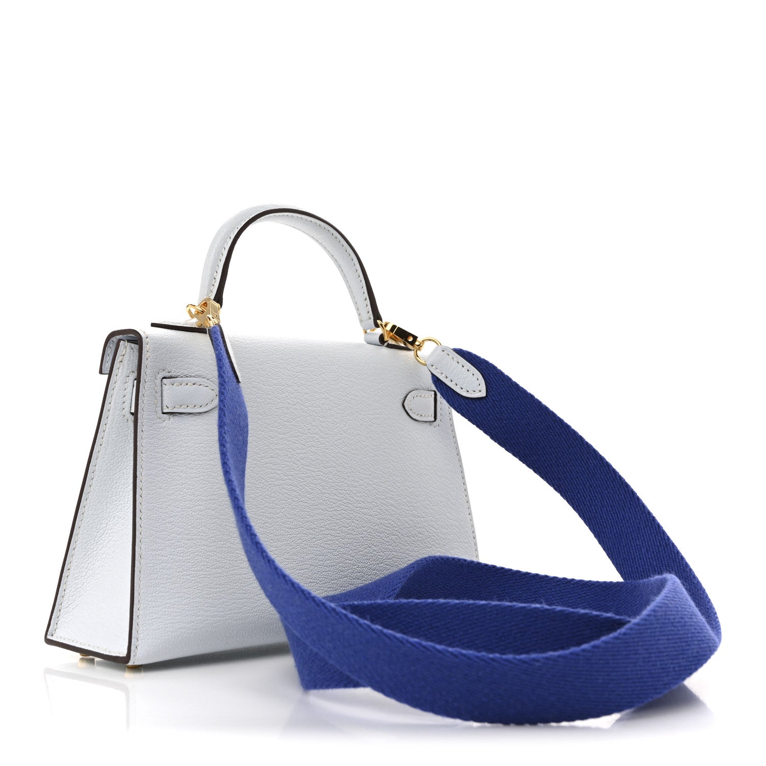 Hermes Chevre Mysore Mini Kelly Sellier 20 Bleu Brume Bleu Electrique 3 of 11