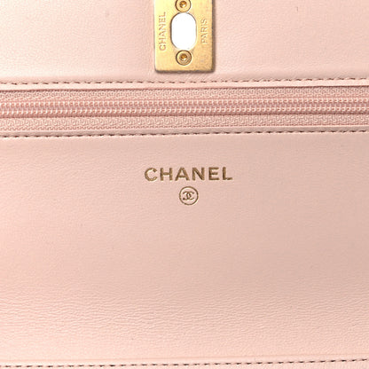 Chanel Lambskin Quilted CC Pearl Crush Wallet on Chain WOC Light Beige 6 of 13