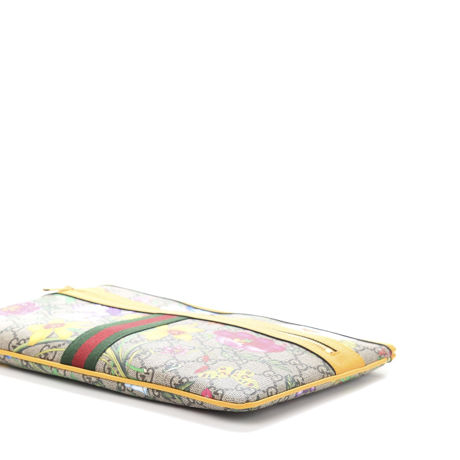 Gucci GG Supreme Monogram Flora Large Ophidia Pouch Clutch Beige Multicolor Crop 9 of 10
