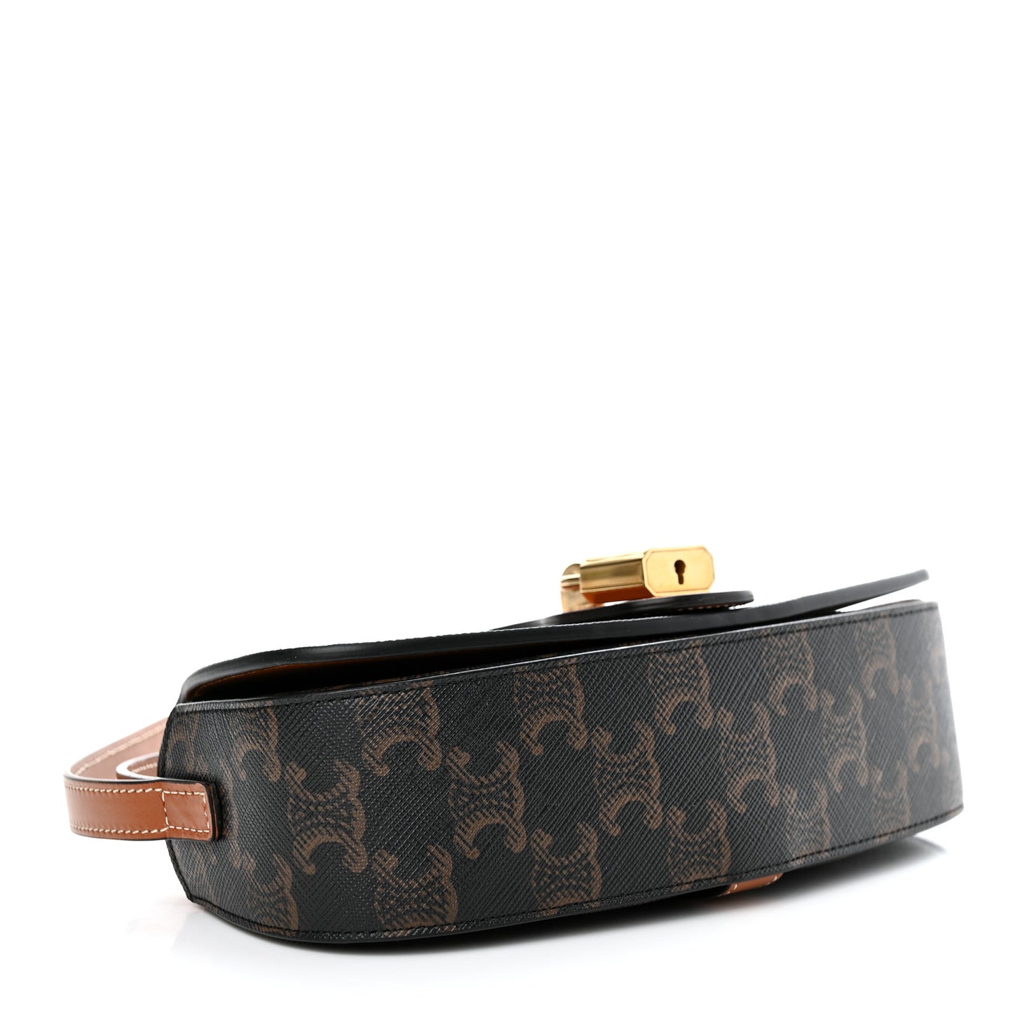 Triomphe Canvas Calfskin Tabou Clutch on Strap Tan