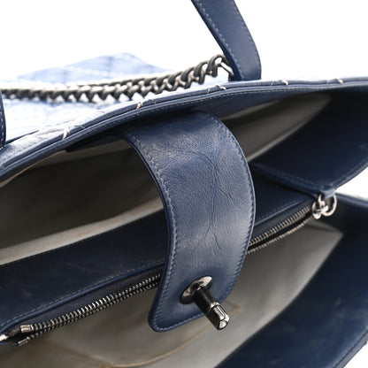 Chanel Calfskin Chevron Stitched Shopping Tote Navy 17 of 17