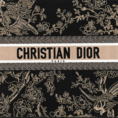 Christian Dior Canvas Embroidered Large Ornamental Cornely Book Tote Black Beige 7 of 9