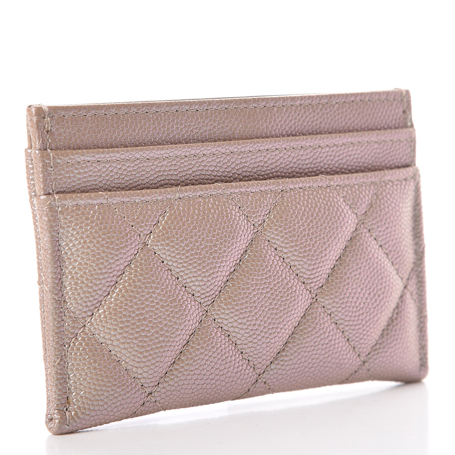 Chanel Iridescent Caviar Quilted Card Holder Beige 3 of 9