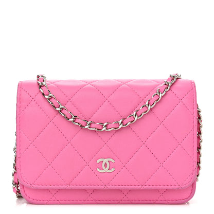 Chanel Lambskin Quilted Mini Wallet On Chain WOC Pink 1 of 12