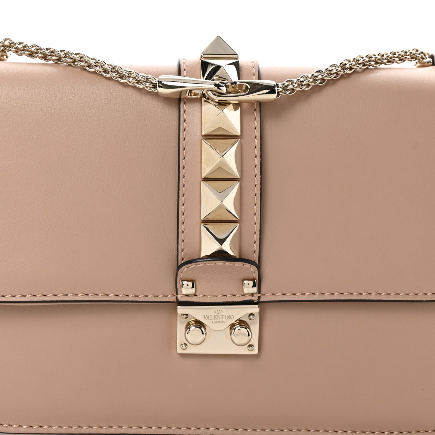 Vitello Medium Glam Lock Rockstud Flap Poudre