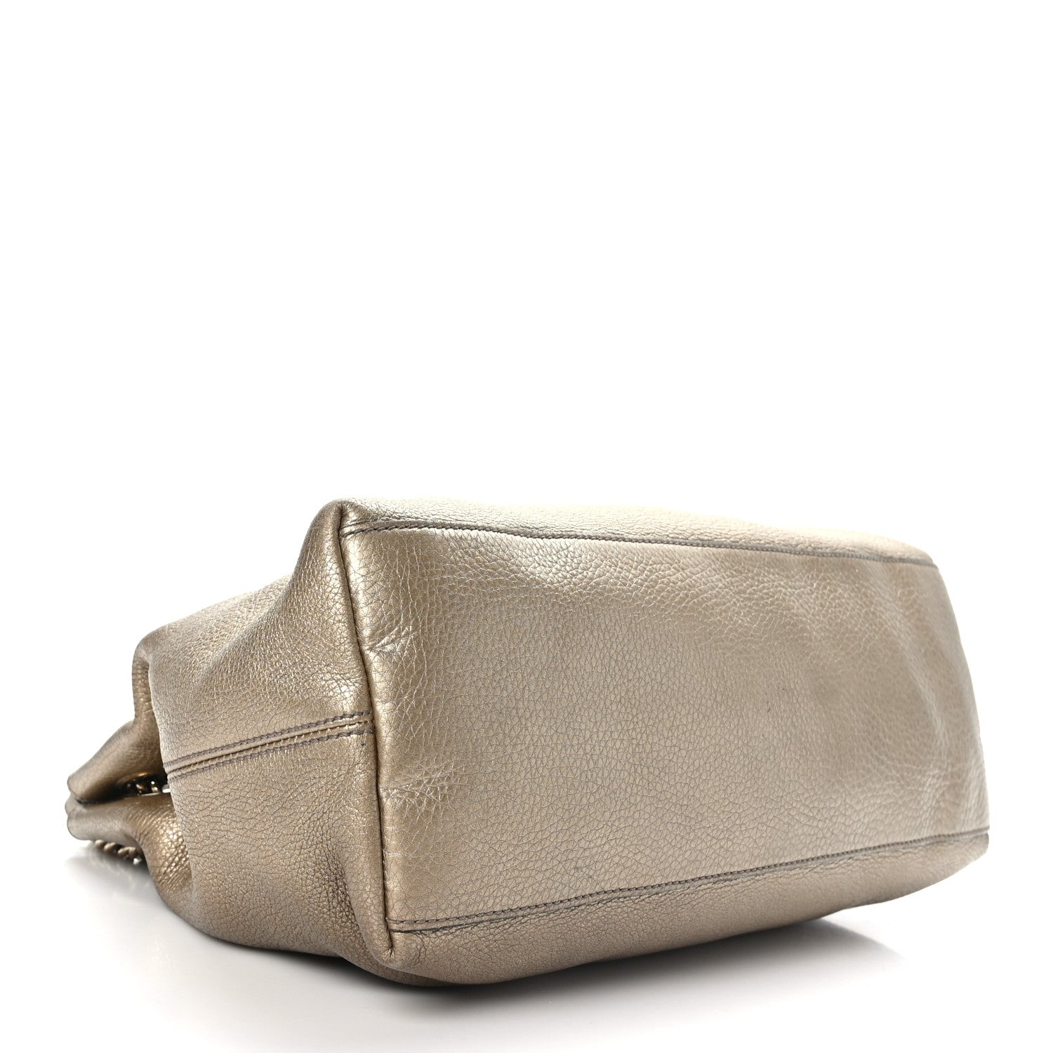 Gucci Metallic Pebbled Calfskin Medium Soho Chain Shoulder Bag Golden Beige 4 of 11