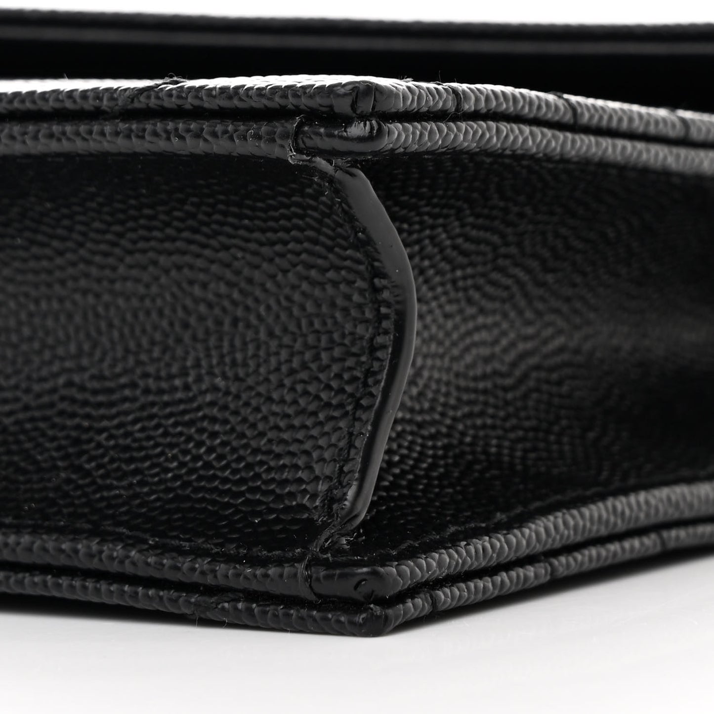 Grain De Poudre Matelasse Chevron Monogram Envelope Chain Wallet Black