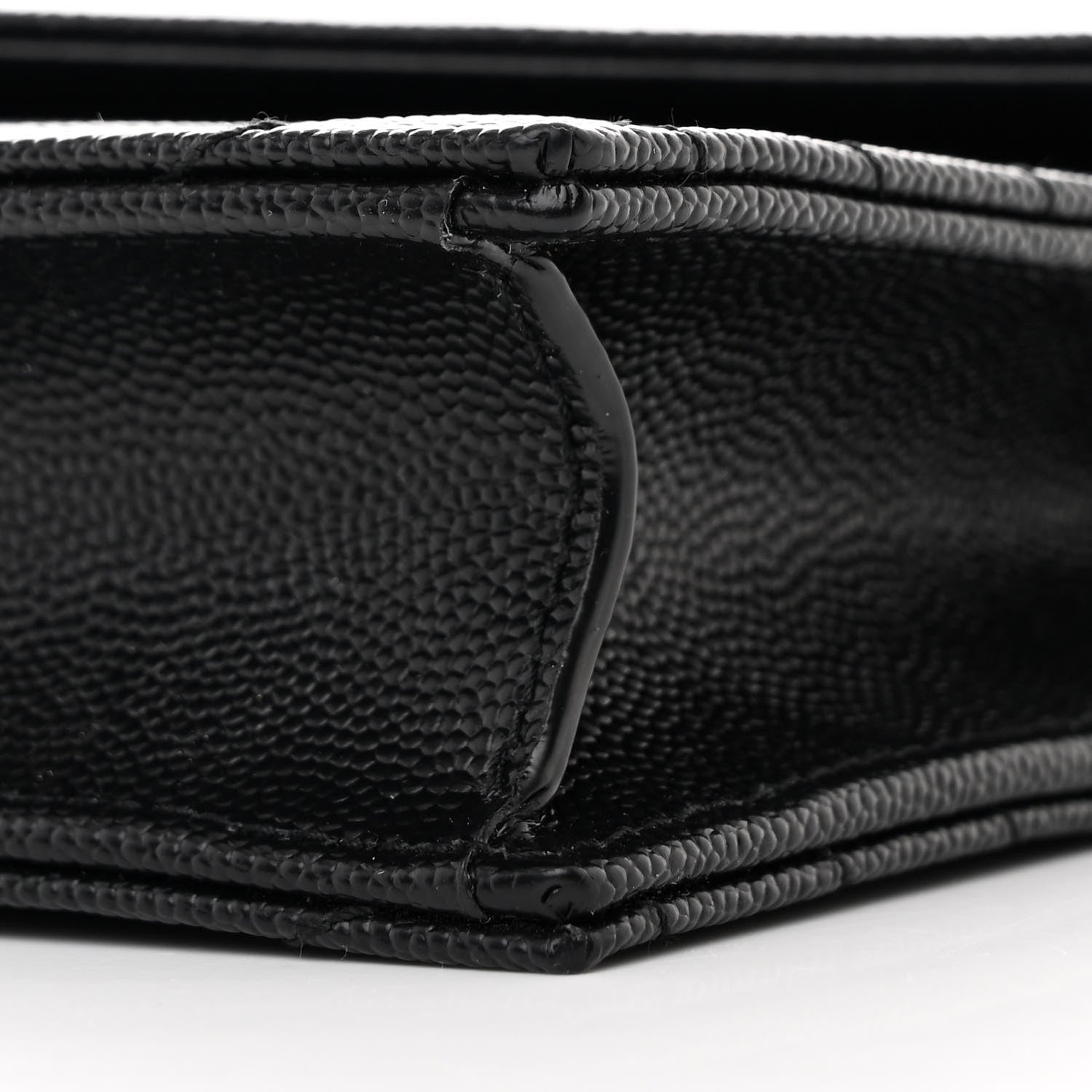 Saint Laurent Grain De Poudre Matelasse Chevron Monogram Envelope Chain Wallet Black 11 of 12