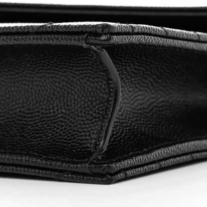 Saint Laurent Grain De Poudre Matelasse Chevron Monogram Envelope Chain Wallet Black 11 of 12