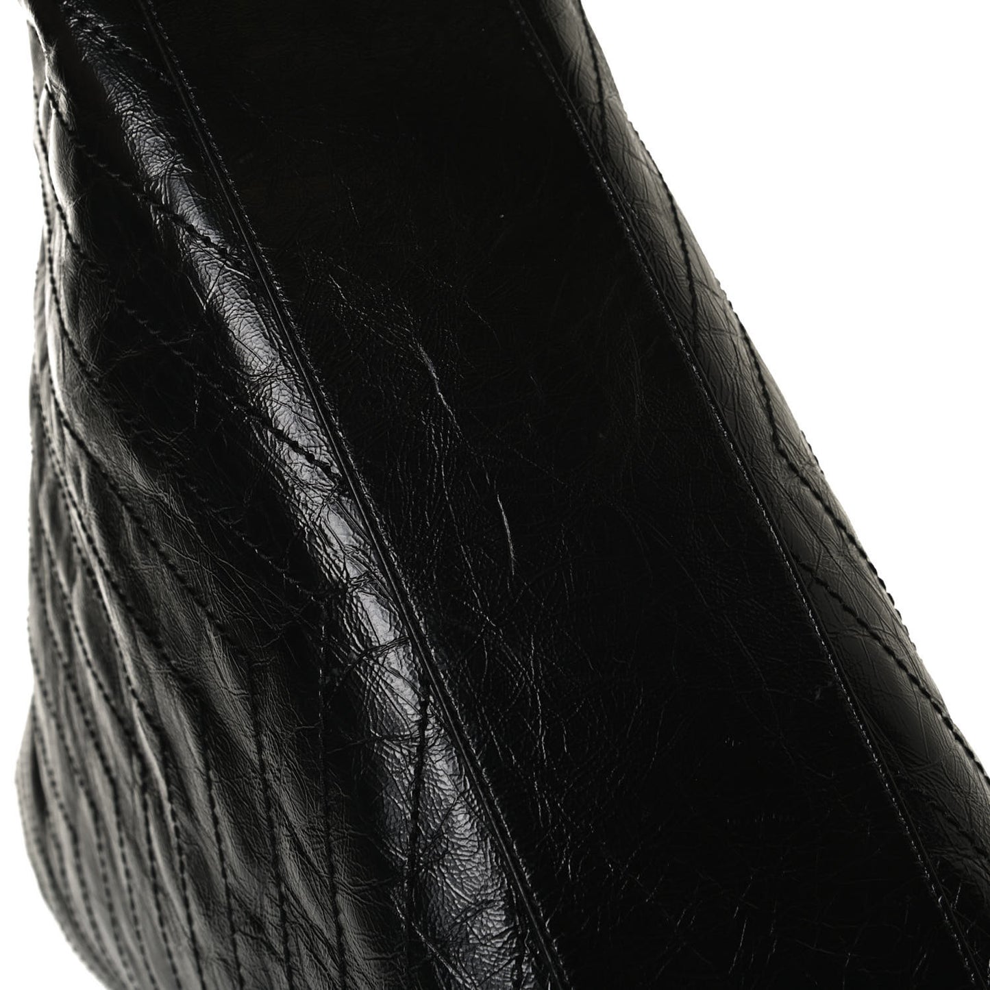 Crinkled Calfskin Matelasse Monogram Large Niki Shopper Tote Black