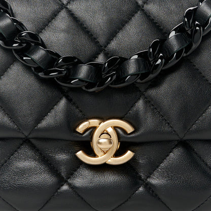 Chanel Lambskin Quilted Mini Lacquered Chain Flap Black 8 of 10