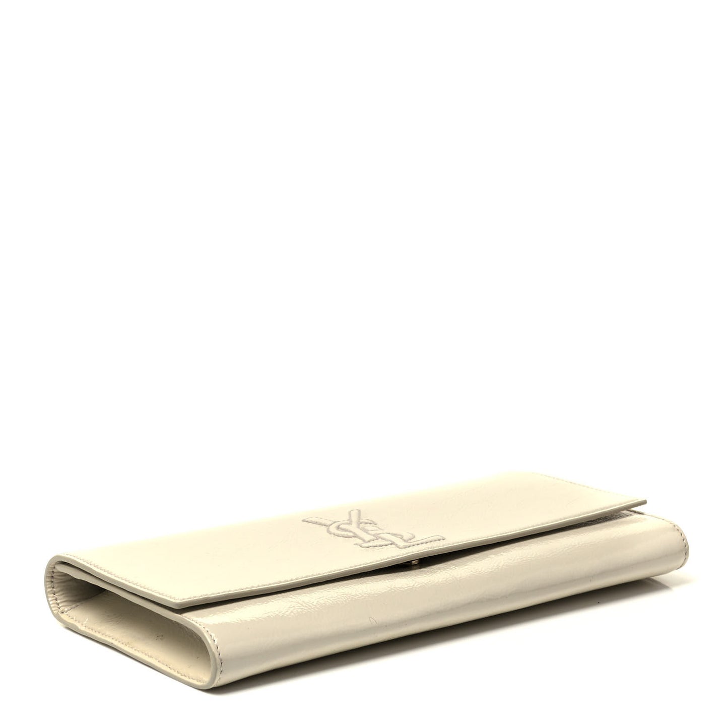Patent Calfskin Large Belle De Jour Clutch Off White