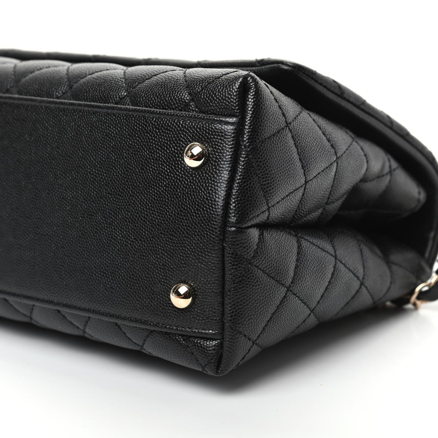 Caviar Quilted Small Coco Handle Flap Black