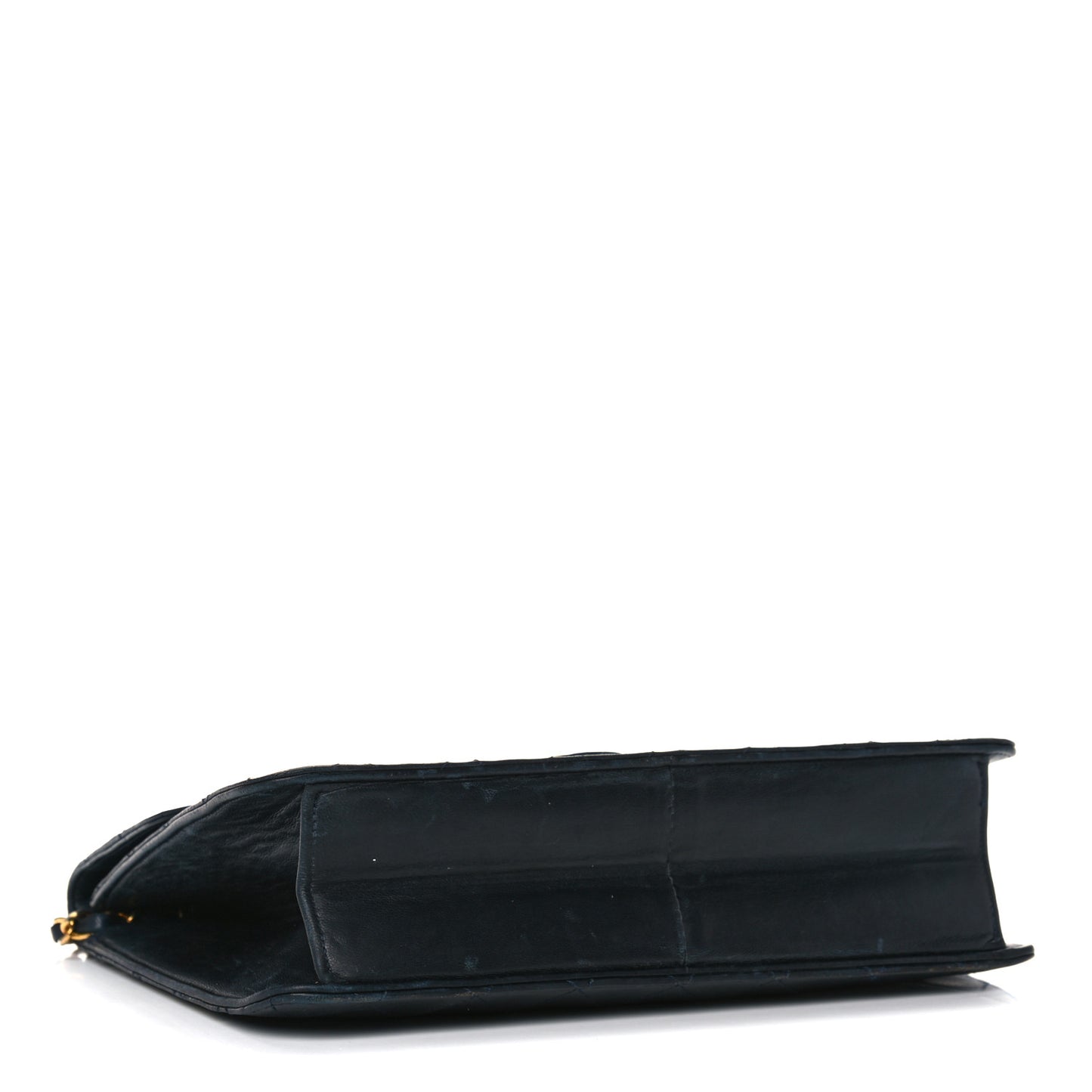 Lambskin Quilted Medium Single Flap Navy