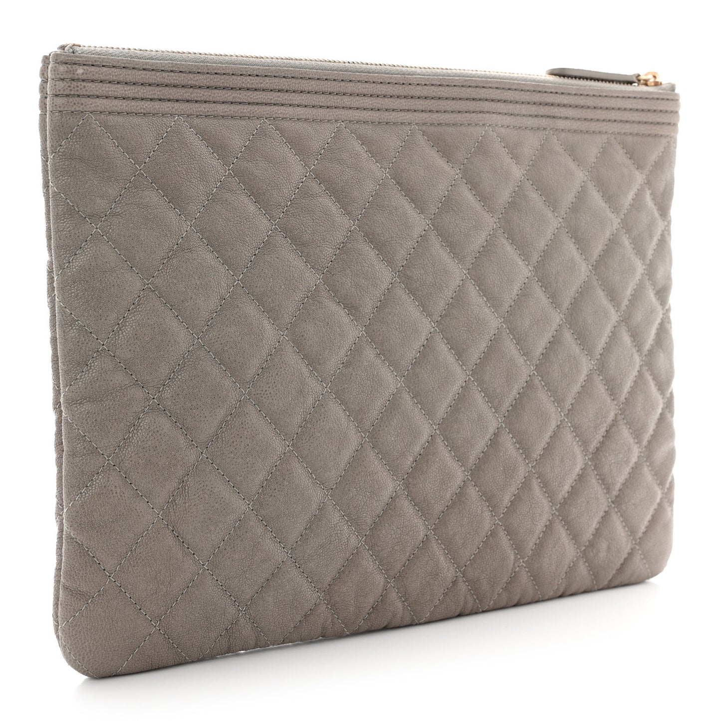 Caviar Quilted Medium Boy Cosmetic Case Grey