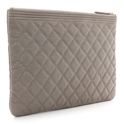 Chanel Caviar Quilted Medium Boy Cosmetic Case Grey 3 of 9