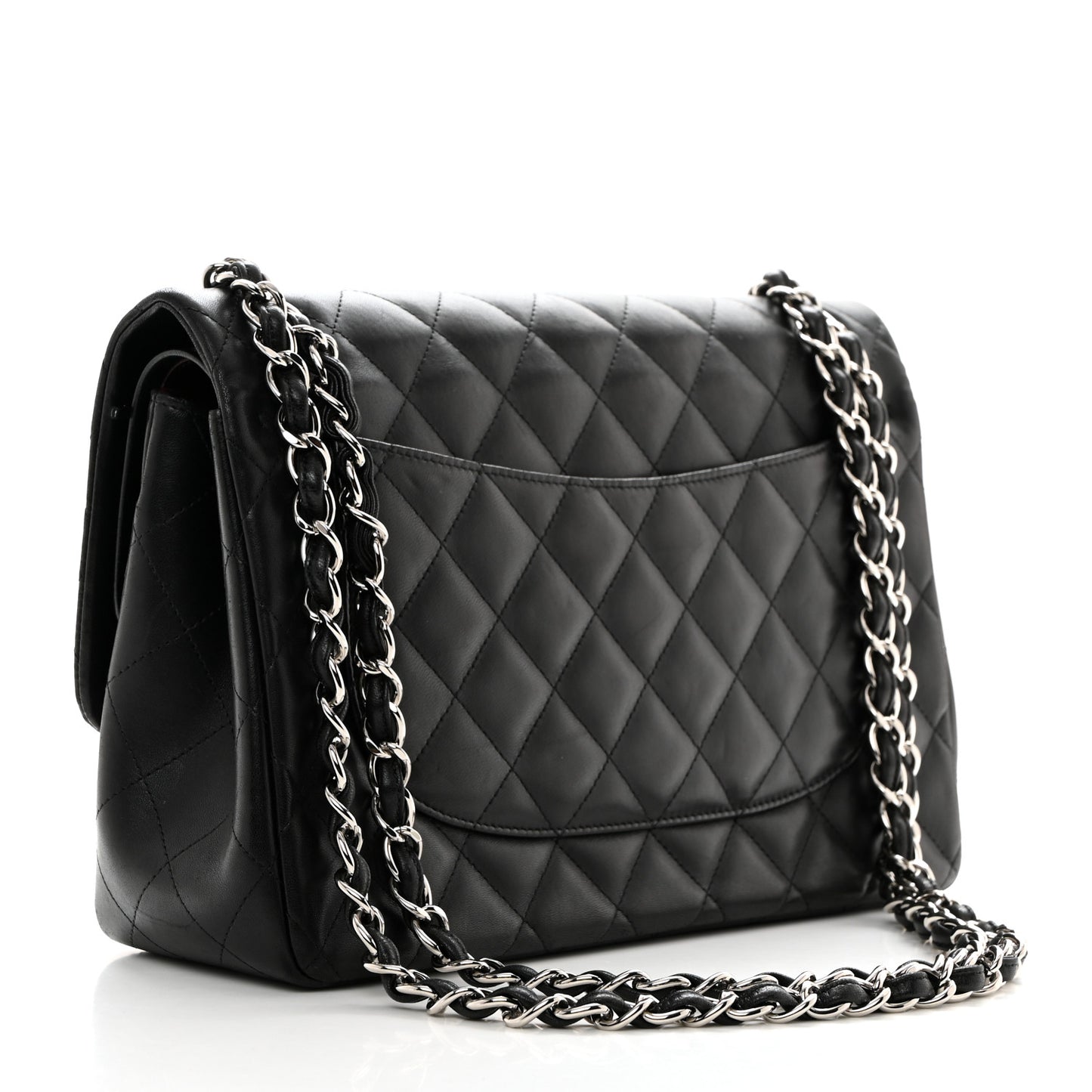 Lambskin Quilted Jumbo Double Flap Black
