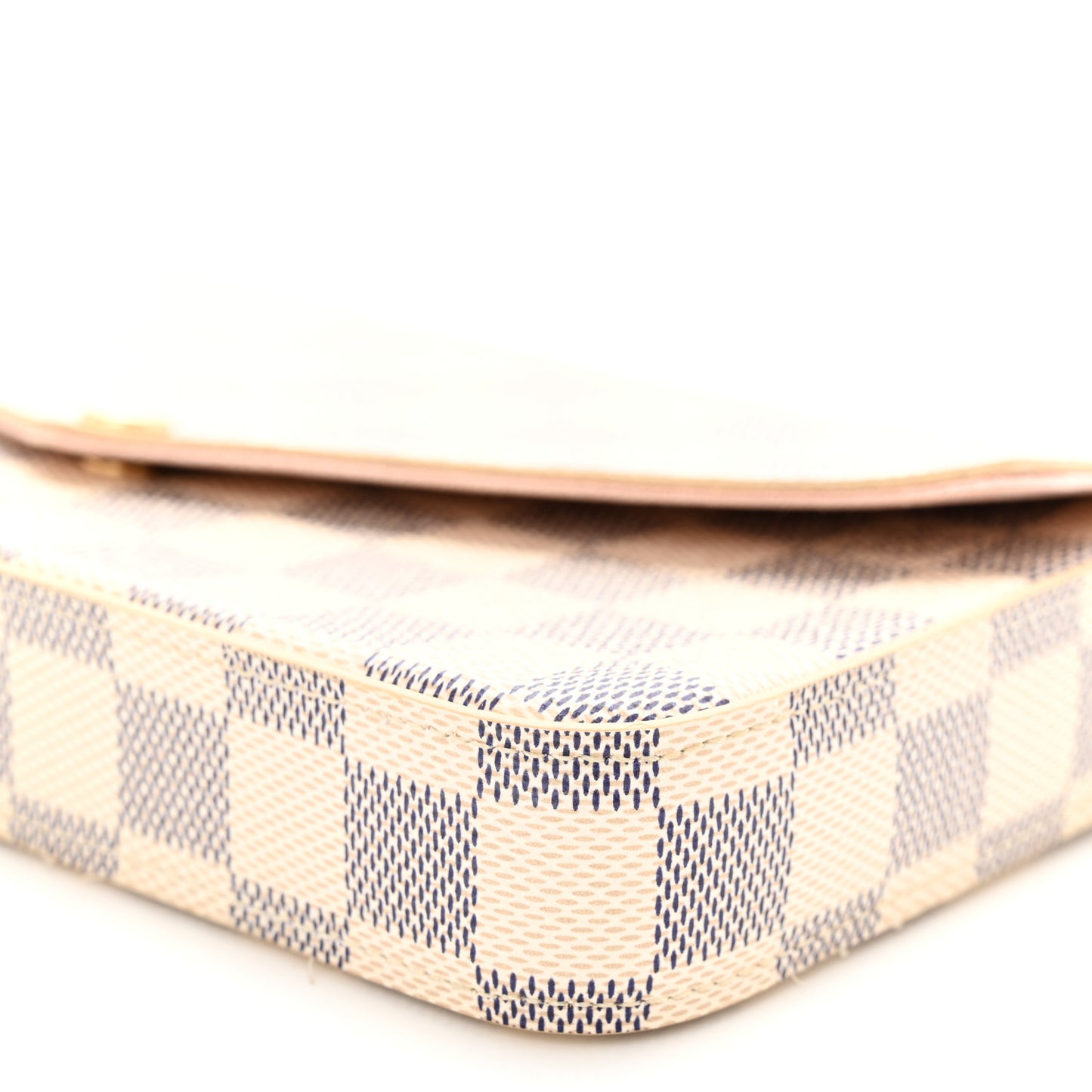Damier Azur Pochette Felicie Chain Wallet Rose Ballerine