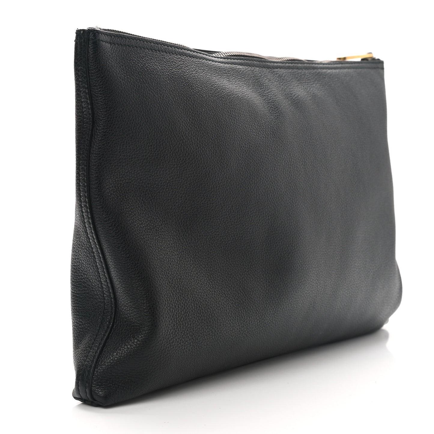 Pebbled Calfskin Large Logo Portfolio Clutch Black