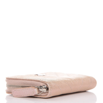 Chanel Metallic Caviar Chevron Quilted Zip Around Coin Purse Light Gold 4 of 10