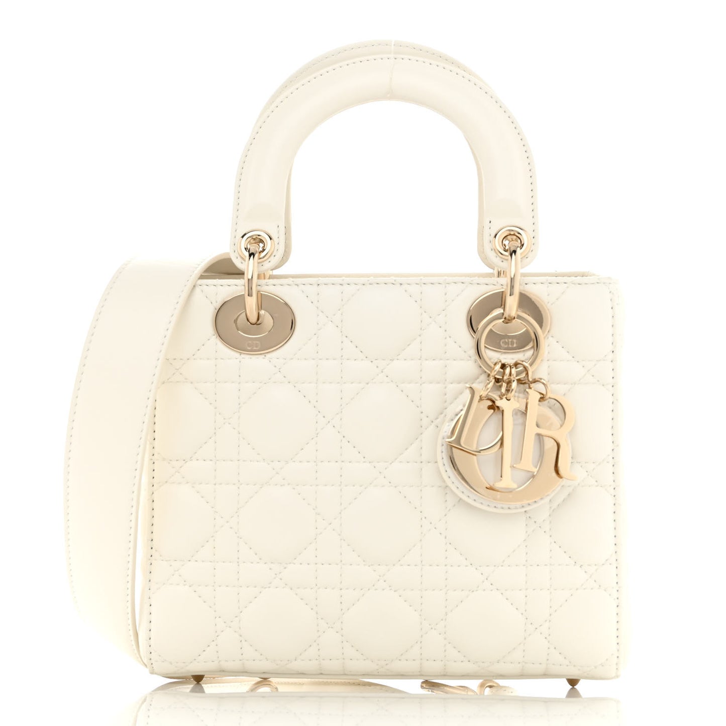 CHRISTIAN DIOR Lambskin Cannage Small My ABCDior Lady Dior White