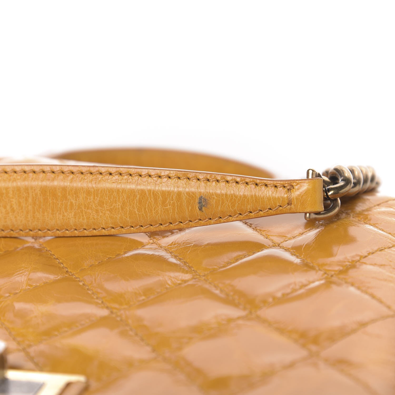 Chanel Glazed Calfskin Quilted Rita Top Handle Flap Yellow 14 of 15