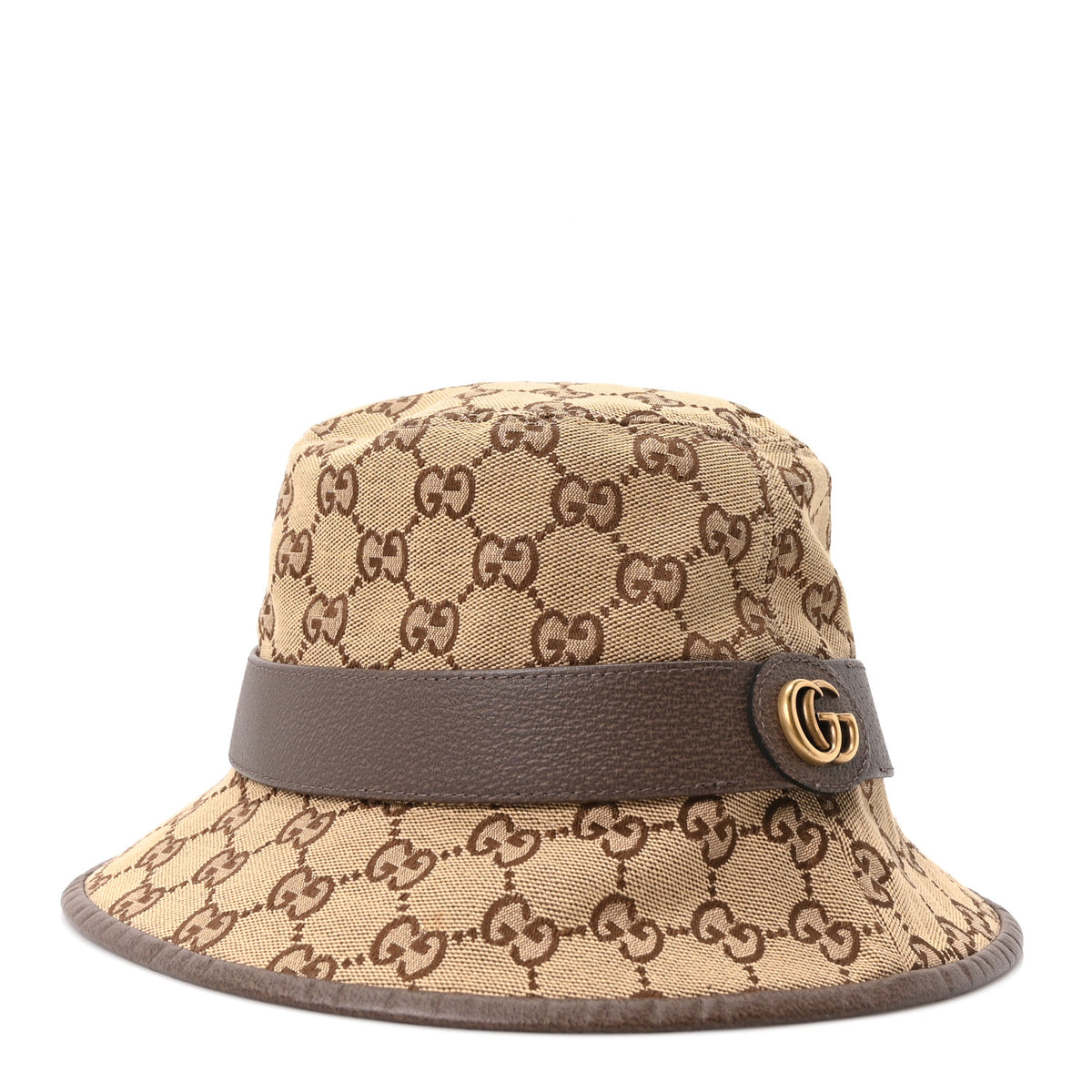 Gucci Monogram Textured Dollar Calfskin GG Jago Bucket Hat S Cacao Beige 7 of 10