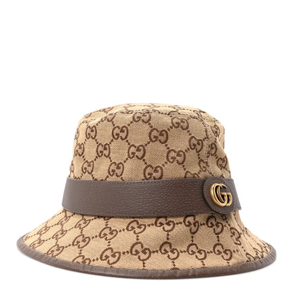 Gucci Monogram Textured Dollar Calfskin GG Jago Bucket Hat S Cacao Beige 7 of 10
