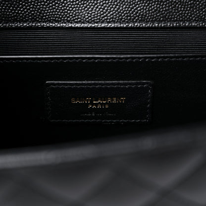 Saint Laurent Grain De Poudre Textured Mixed Matelasse Triquilt Medium Monogram Satchel Black 7 of 10