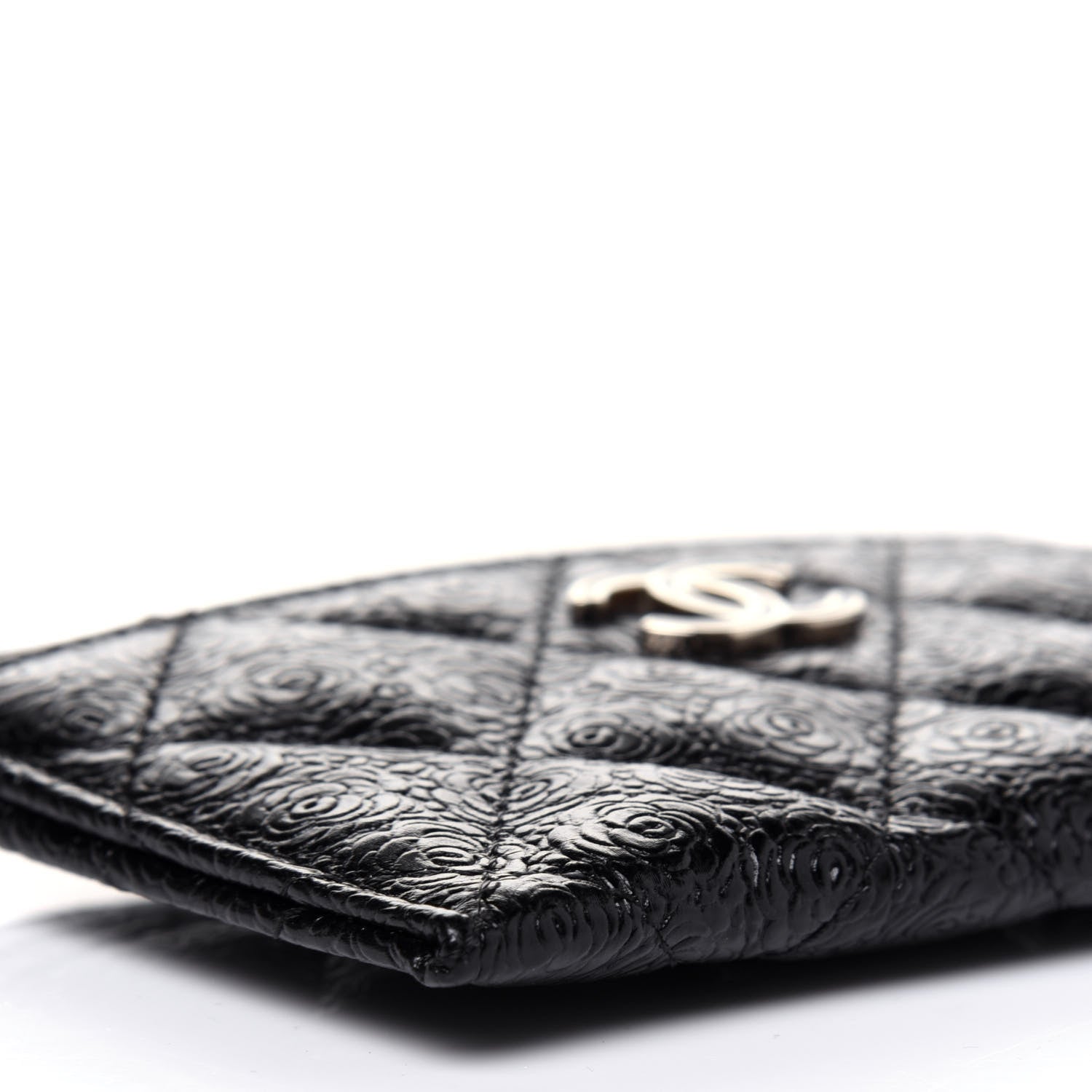 Chanel Calfskin Camellia Embossed Quilted Card Holder Black 9 of 11