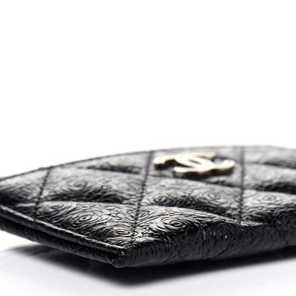 Chanel Calfskin Camellia Embossed Quilted Card Holder Black 9 of 11