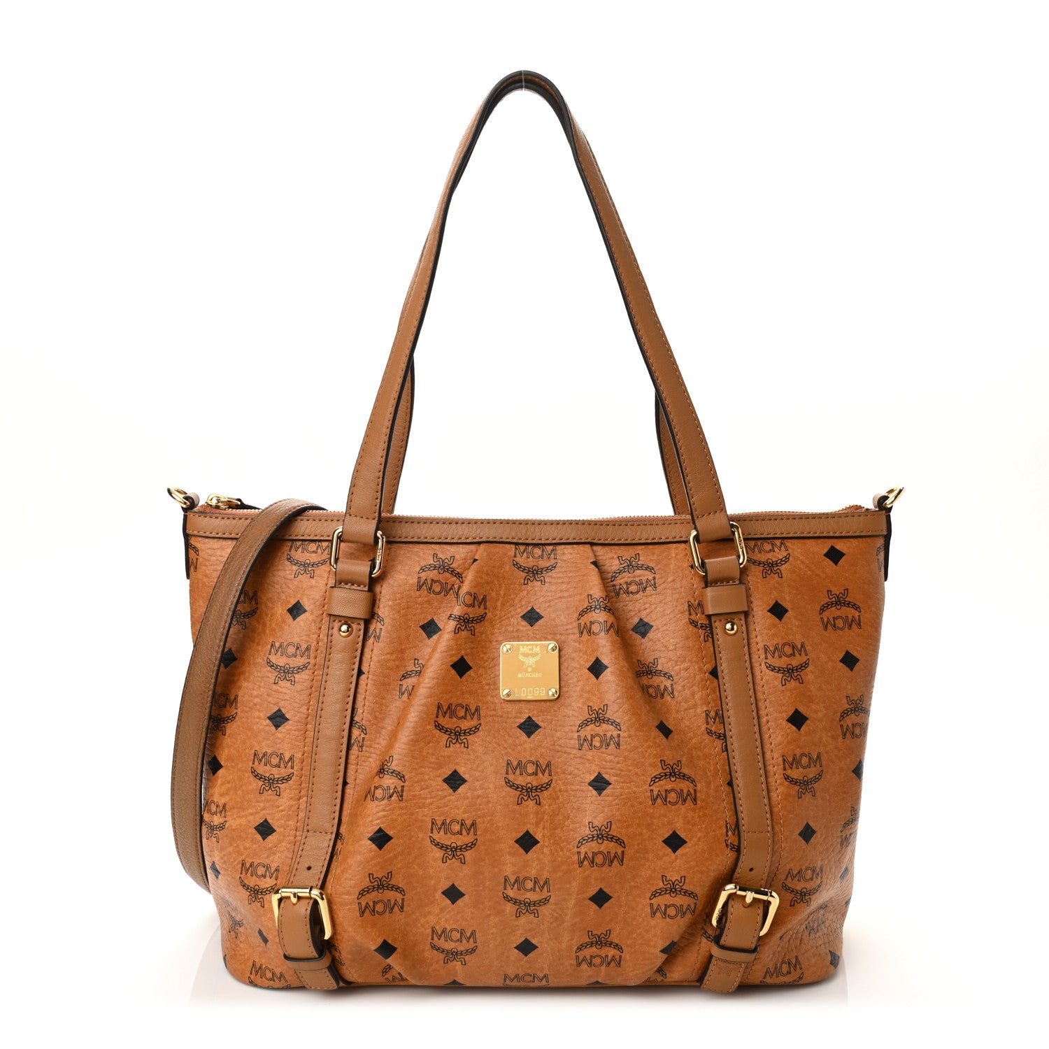 MCM Visetos Medium Essentials Shopper Tote Cognac 1 of 11
