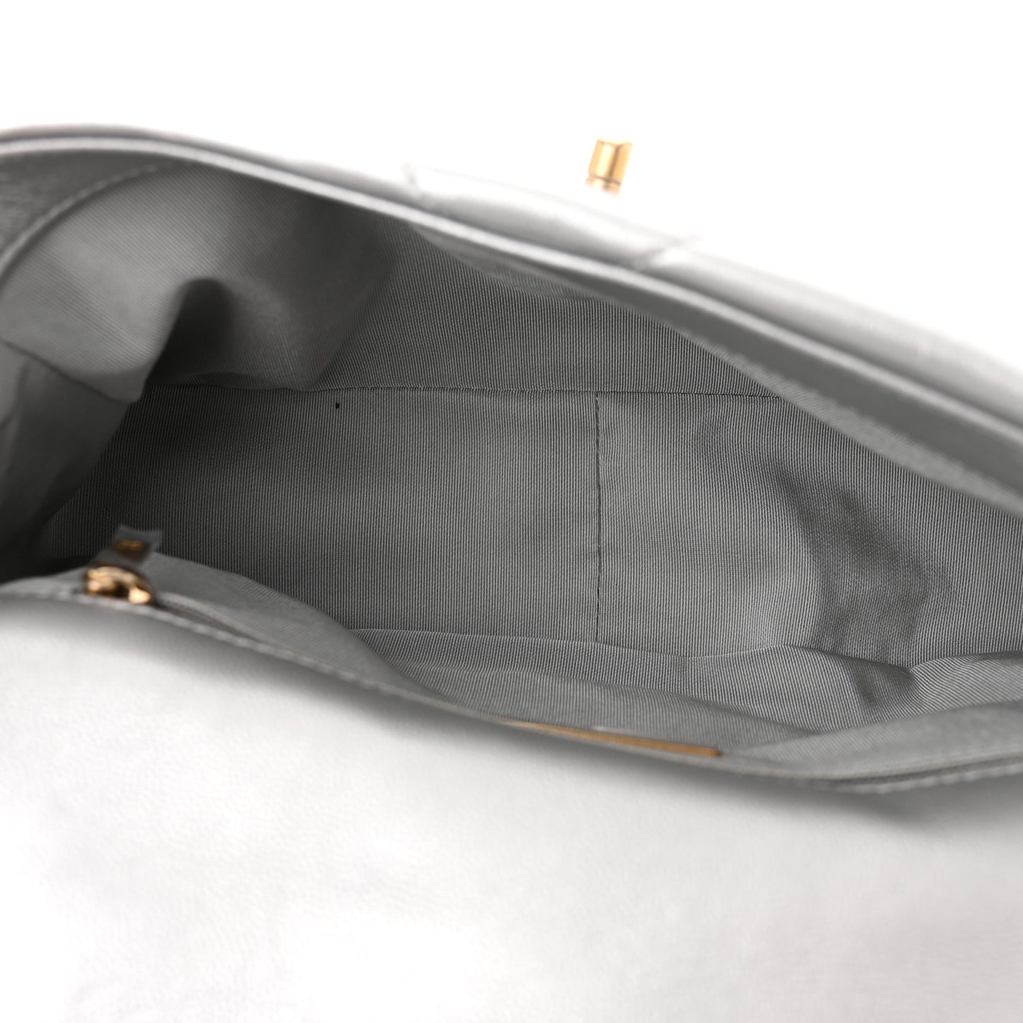 Metallic Goatskin Quilted Medium Chanel 19 Flap Silver