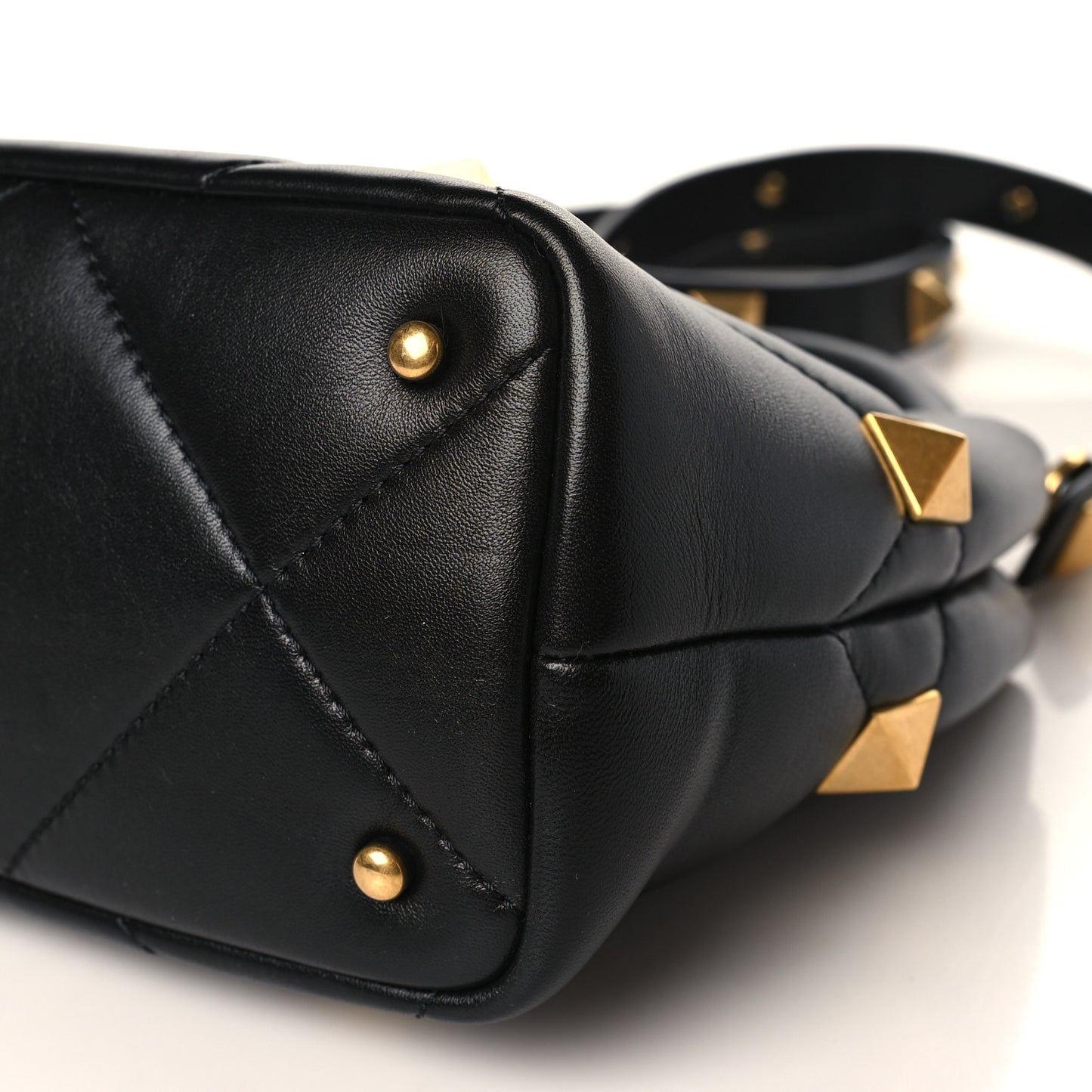 Nappa Small Roman Stud The Handle Bag Black